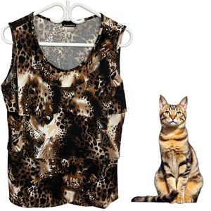 👛 2/$20 INITIATIVES Brown/Beige Multi Tiered Tank Top